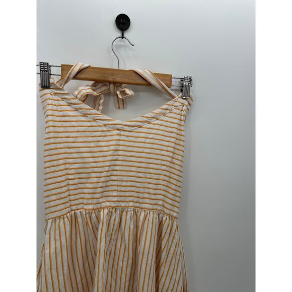 Roxy Orange White Striped Halter Neck Mini Dress Linen Viscose Pockets Women XL - Picture 5 of 9